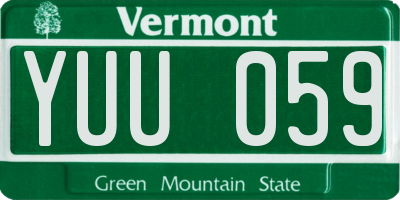 VT license plate YUU059