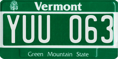 VT license plate YUU063