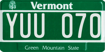 VT license plate YUU070