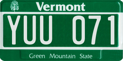VT license plate YUU071