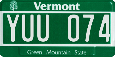 VT license plate YUU074