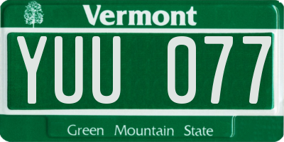 VT license plate YUU077
