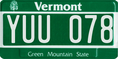 VT license plate YUU078