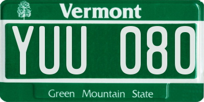 VT license plate YUU080