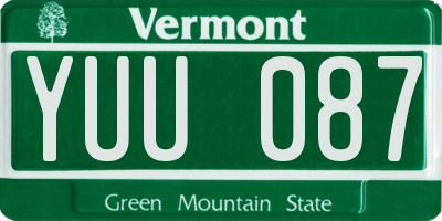 VT license plate YUU087