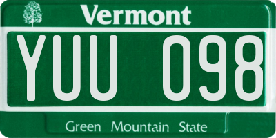 VT license plate YUU098
