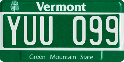 VT license plate YUU099