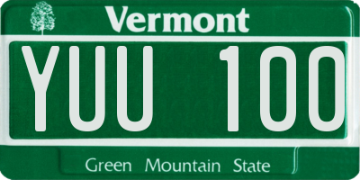 VT license plate YUU100