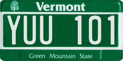 VT license plate YUU101