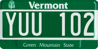 VT license plate YUU102