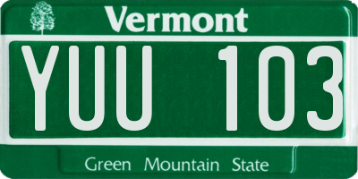 VT license plate YUU103
