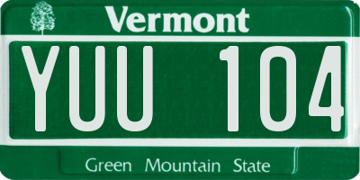 VT license plate YUU104