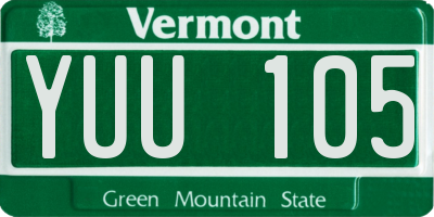 VT license plate YUU105