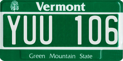VT license plate YUU106