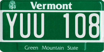 VT license plate YUU108