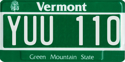 VT license plate YUU110