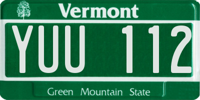 VT license plate YUU112