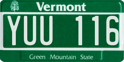 VT license plate YUU116