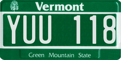 VT license plate YUU118