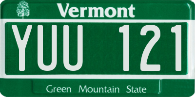 VT license plate YUU121