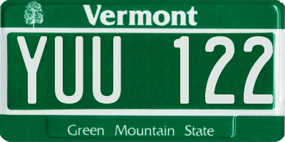 VT license plate YUU122