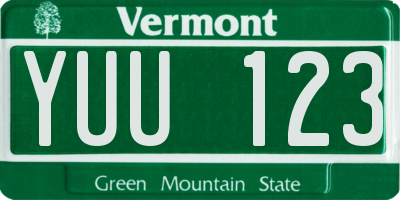 VT license plate YUU123
