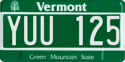 VT license plate YUU125