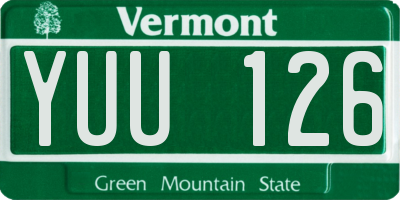 VT license plate YUU126