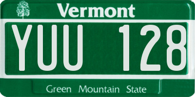 VT license plate YUU128