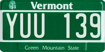 VT license plate YUU139