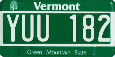 VT license plate YUU182