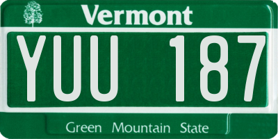 VT license plate YUU187