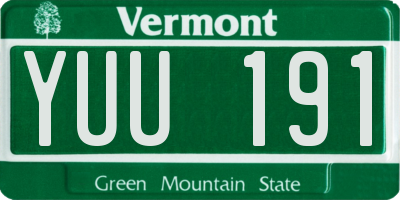 VT license plate YUU191
