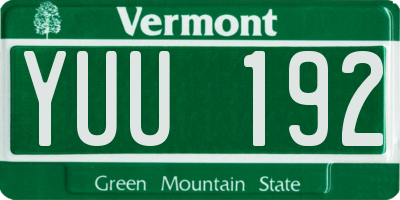 VT license plate YUU192
