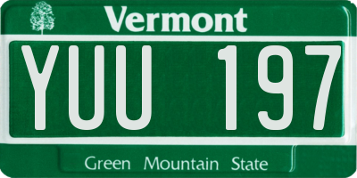 VT license plate YUU197