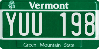 VT license plate YUU198
