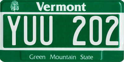 VT license plate YUU202