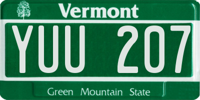 VT license plate YUU207