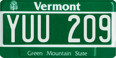 VT license plate YUU209
