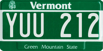 VT license plate YUU212