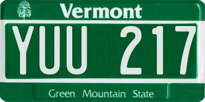 VT license plate YUU217