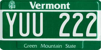 VT license plate YUU222