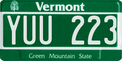 VT license plate YUU223
