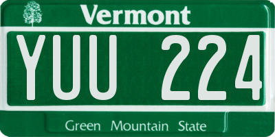 VT license plate YUU224