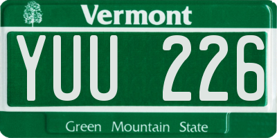 VT license plate YUU226