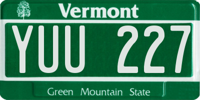 VT license plate YUU227