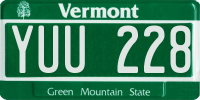 VT license plate YUU228