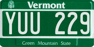 VT license plate YUU229