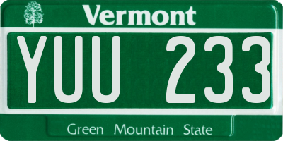 VT license plate YUU233