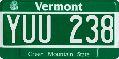 VT license plate YUU238